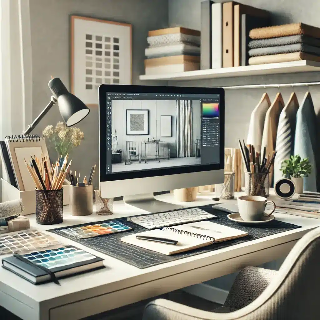 foto van een werkplek van een interieurontwerper, tijd voor het opschalen of uitbreiden?